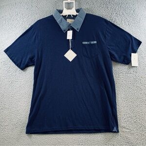 NWT Craft‎ + Flow Polo Shirt Men's Short Sleeve Knit Pocket Navy Size XXL